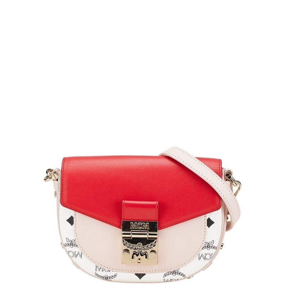 MCM Visetos Leather Valentine Limited Chain Shoulder Bag Pink